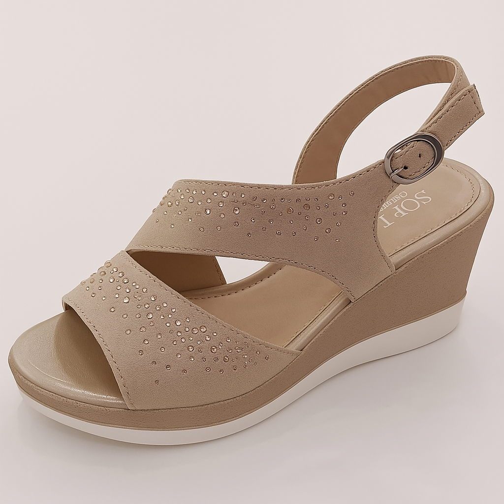 CUSHIONAIRE Sandalo Donna Con Plantare +Comfort – Pelle Vegana Morbida, Tacco Regolabile, Larghezze Disponibili – Nero 38 EU W