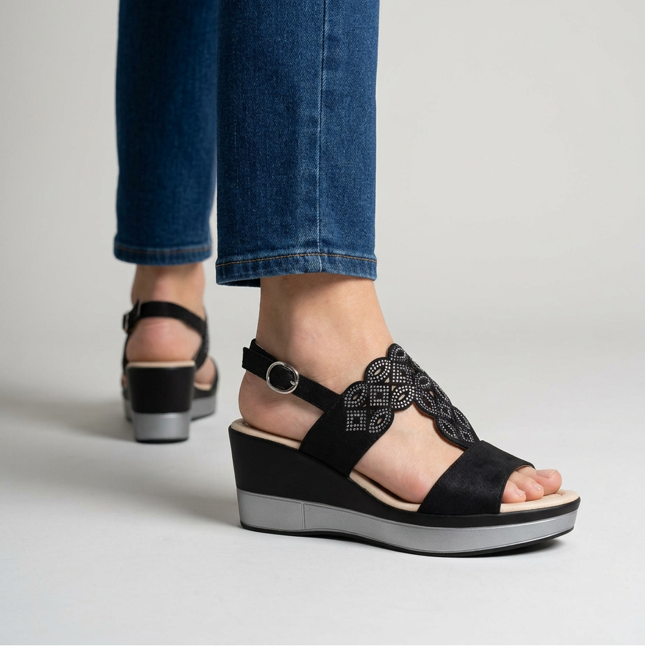 Rachele  - Sandalo comodo donna con zeppa