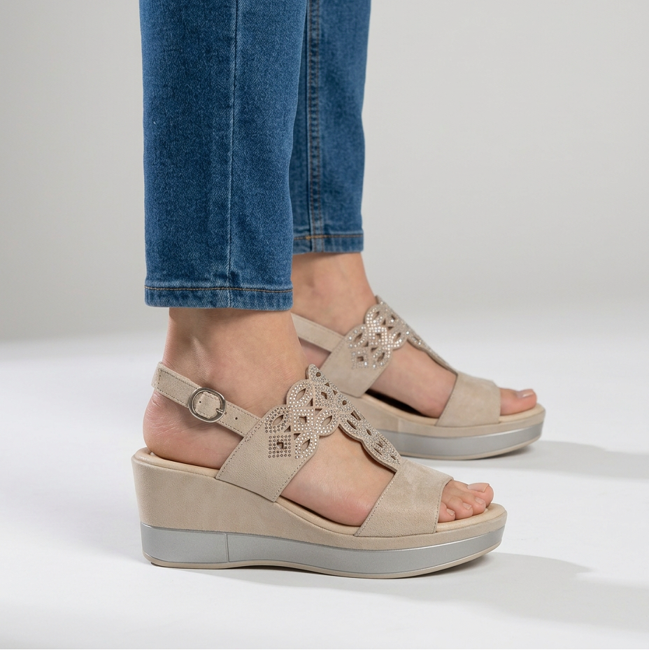 Rachele  - Sandalo comodo donna con zeppa
