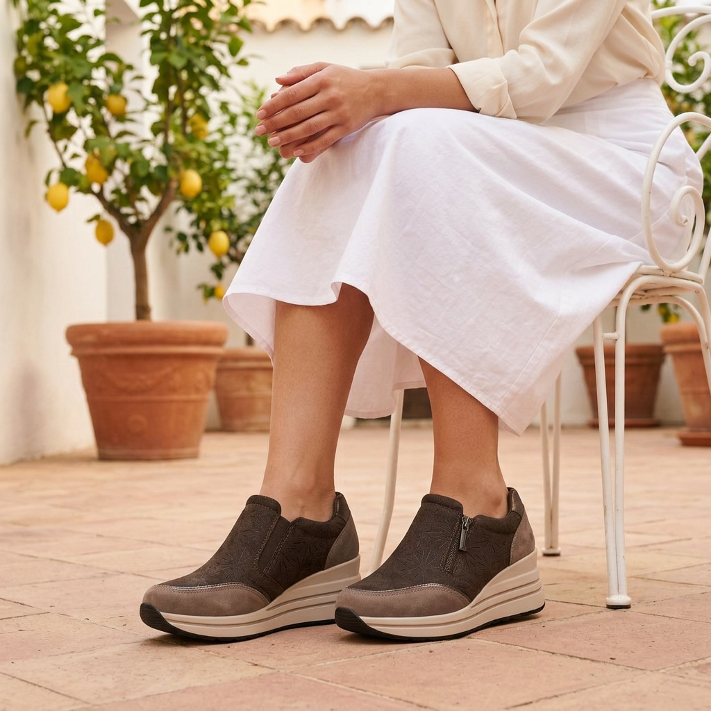 Morena - Sneakers comoda donna con zeppa