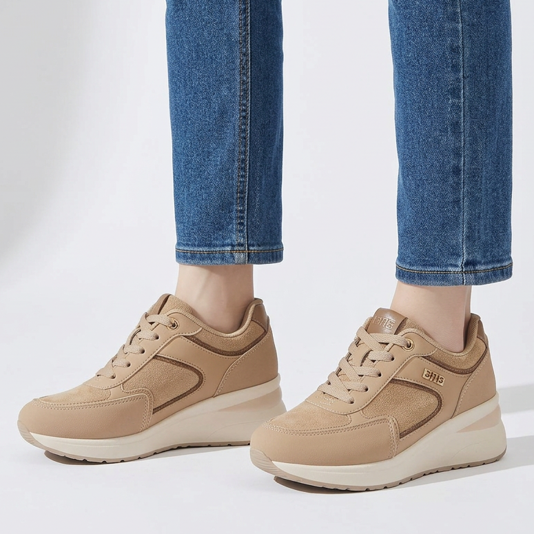 Rosa - Sneaker comoda donna con zeppa
