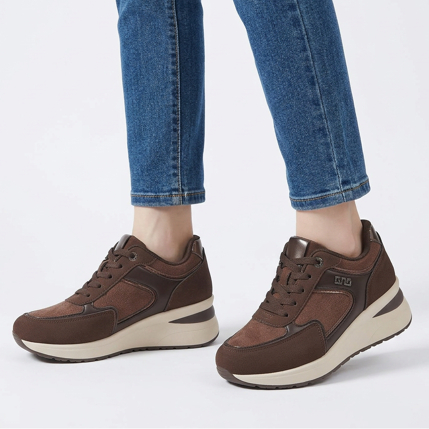 Rosa - Sneaker comoda donna con zeppa