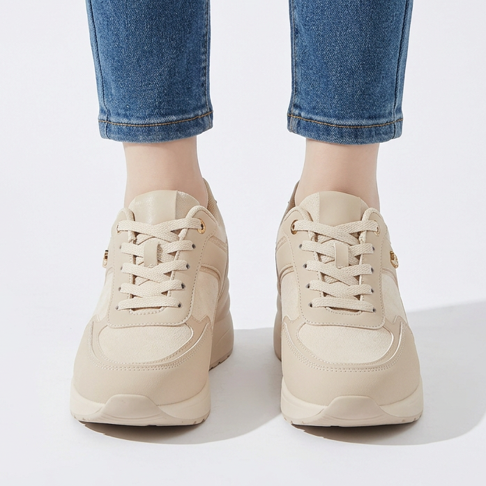 Rosa - Sneaker comoda donna con zeppa