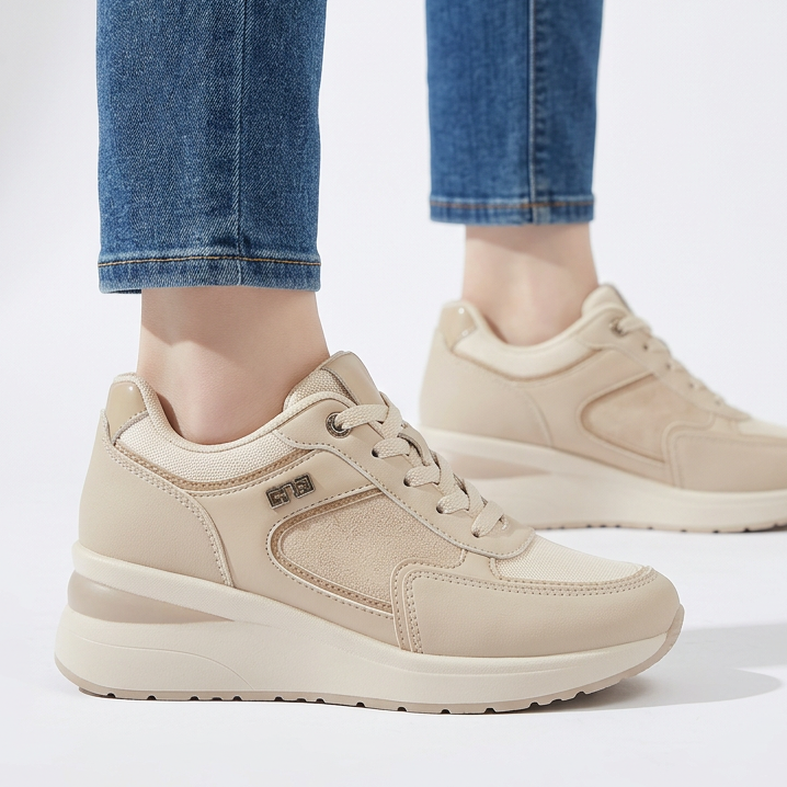 Rosa - Sneaker comoda donna con zeppa