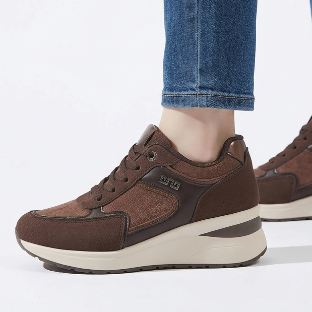 Rosa - Sneaker comoda donna con zeppa